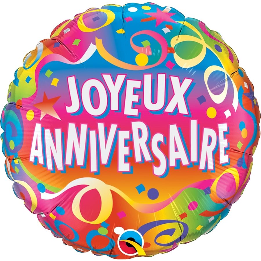 Ballon M Tallique Std Joyeux Anniversaire Confettis Multicolore