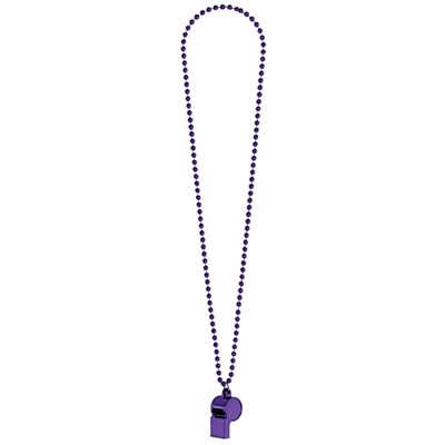 Purple whistle on chain necklace 36in