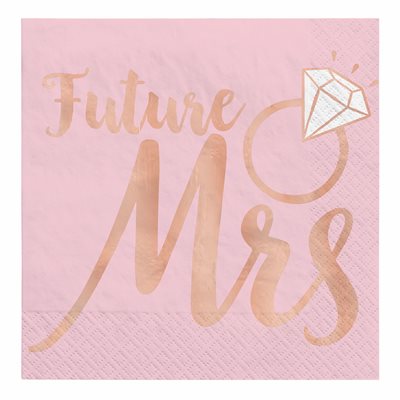 Pink wedding Future mrs beverage napkins 16pcs