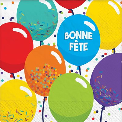 Colourful Balloon Bonne Fete Lunch Napkins 16pcs