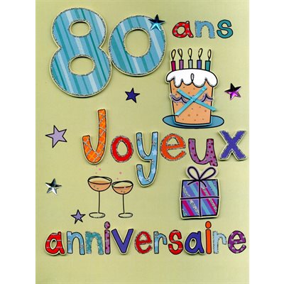 Geante Carte De Souhait 80 Ans Joyeux Anniversaire