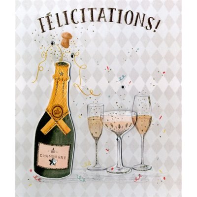 Geante Carte De Souhait Avec Bouteille Coupe De Champagne Felicitations