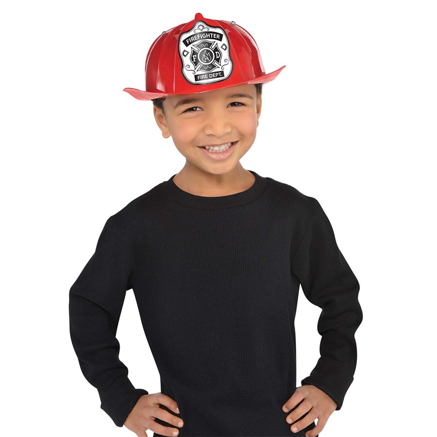Children red fireman hat